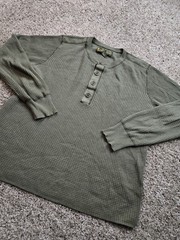 Vintage Lucky Brand Thermal Henley Shirt Mens Medium Green Military Waffle Knit