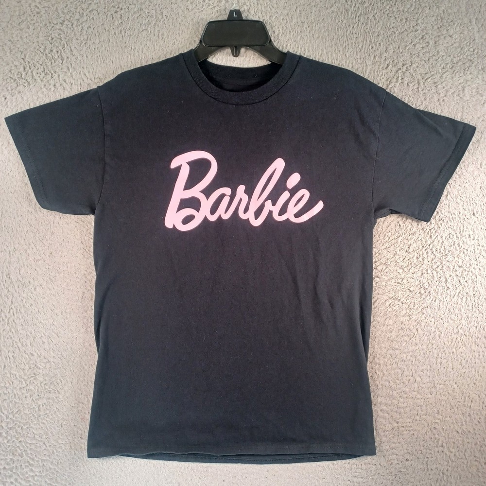 Barbie Mens Black T-Shirt Size Medium Logo Graphic Tee Short Sleeve Crew Neck