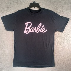 Barbie Mens Black T-Shirt Size Medium Logo Graphic Tee Short Sleeve Crew Neck