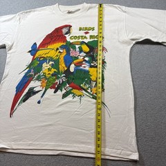 Costa Rica Vintage Souvenir Tee T-Shirt Parrot Birds Colorful Graphic White 2XL
