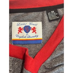 Lions Crest English Laundry V-Neck T-Shirt Mens 3XL Heather Gray Red Blue