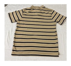 JOHN ASHFORD’S BUTTON/COLLAR/POCKET UNISEX POLO TAN/BLACK SHIRT SIZE ADULT S