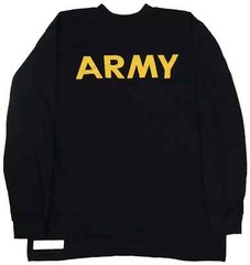 US Military Army Physical Fitness Uniform APFU Long Sleeve Shirt Black Large