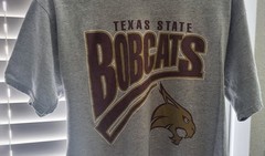 Mens Size LARGE Texas State BOBCATS T-Shirt San Marcos TEXAS Jerzees 90 Cot/10Po