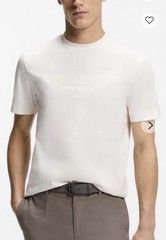 BOSS X ASTON MARTIN MERCERISED-COTTON T-SHIRT WITH WING DETAIL Classic white cre