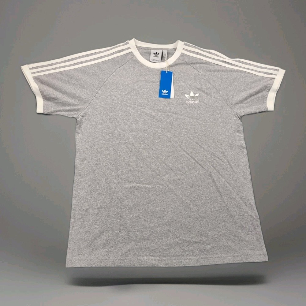 adidas ORIGINALS CALIFORNIA 3 STRIPES TREFOIL HEATHER GREY Tee Men’s Medium