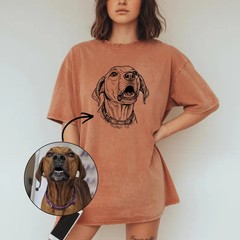 Custom Pet Line Art Portrait Comfort Tee Personalized Dog Cat Shirt