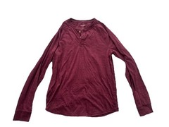 Mens Medium Goodfellow & Co Men Royal Burgundy Henley Long Sleeve Shirt