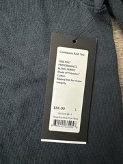 Rhône Compass Knit Tee Men’s Size Large Deep Sea Blue True Navy