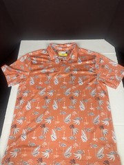 Jack Nicklaus Polo Shirt Men’s Orange Flamingo Short Sleeve Size M