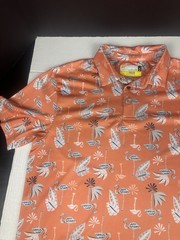 Jack Nicklaus Polo Shirt Men’s Orange Flamingo Short Sleeve Size M