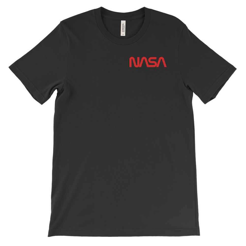 NASA T-Shirt, Text Logo. Cotton Tee on Black White or Gray. Space Astronaut NEW