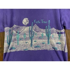 Hanes Beefy Pre Shrunk Single Stitch Fiesta Texas Shirt Purple Teal Mens Large