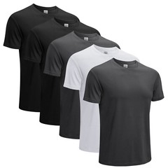 Pack of 5 Men Active Athletic Crew Neck T Shirts Running Workout Hiking Swim