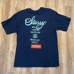 New Vintage Stussy x Nike World Tour Tee T-Shirt Navy Blue Size Large