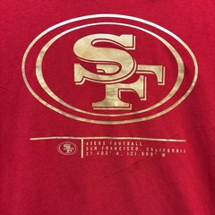 NFL Team Apparel San Francisco 49ers Red Hooded Graphic Tee Mens Medium Athletic