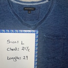 Banana Republic T Shirt Men’s Sz L Heather Blue Pocket Short Sleeve V Neck Tee
