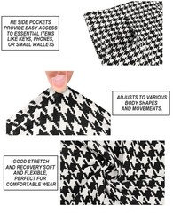 Plus Size Wide Leg Pant Bell Bottom Full Length Black & White Houndstooth Ela…
