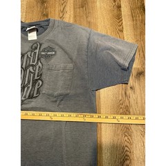 Harley Davidson Hard Core Ride Pocket T-Shirt Mens Large Blue Gray Landers