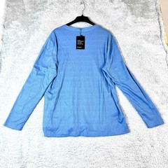 Ficerd Men’s Solid Blue V-neck Long Sleeve Thermal Pullover T-Shirt Size XL