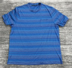 Perry Ellis Men’s Short Sleeve Blue Striped Shirt XXL
