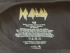 DEF LEPPARD Short Sleeve Crew Neck Black T-Shirt Size 18 (Small)