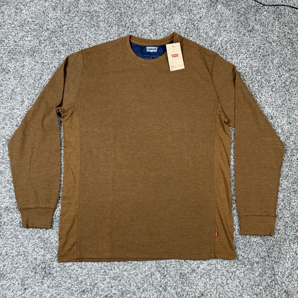 Levi’s Men’s Long Sleeve Standard Fit Thermal Shirt Brown Beige – Size L – NWT