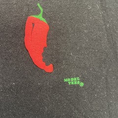 Vintage Red Chili Pepper Shirt Mens M Black Model Tees 90s 80s Puff Paint