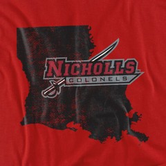 Nicholls State University Adult T-Shirt State Shape, Red, S-5XL