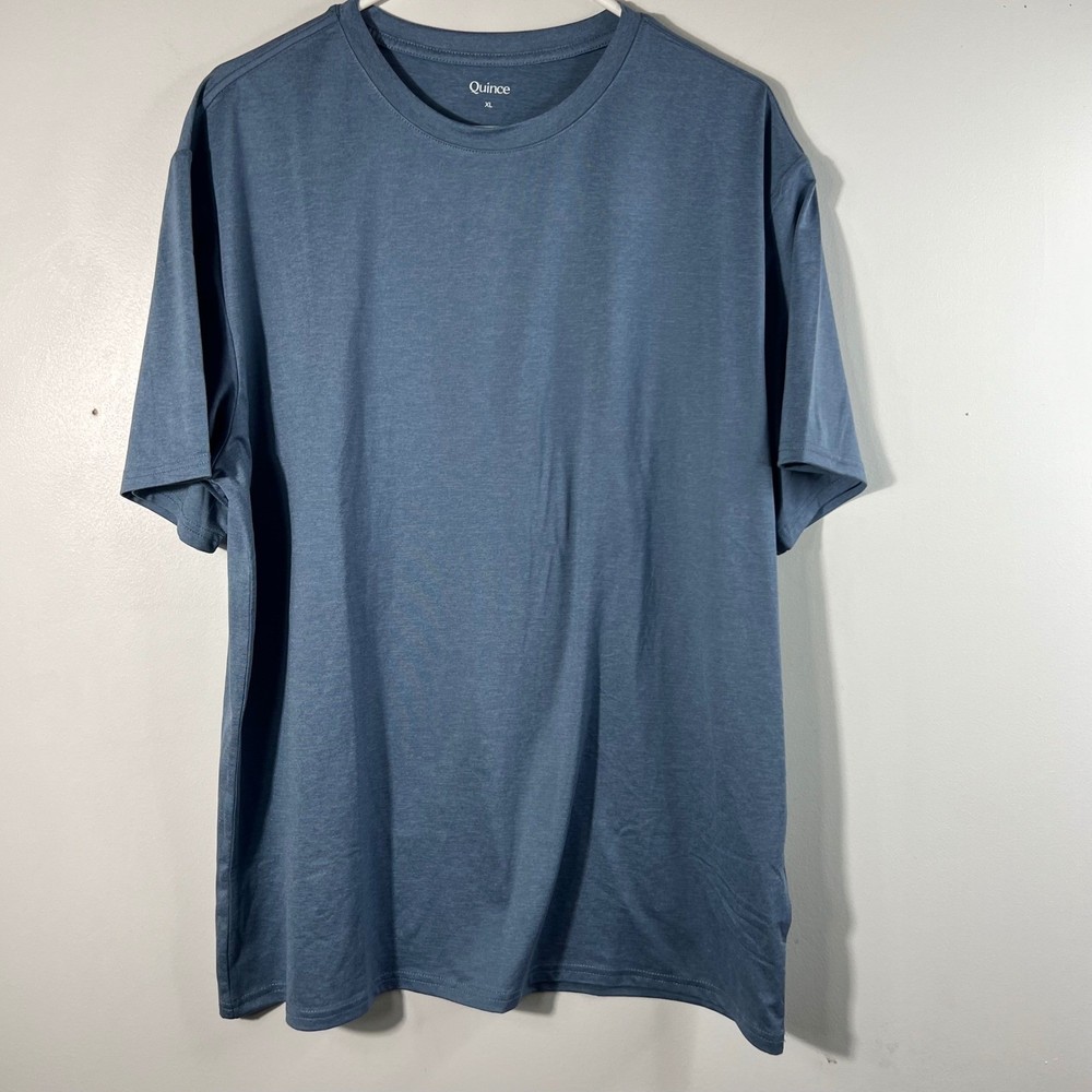 Mens Quince Flowknit Breeze Performance Tee Shirt Heather Dewstone Blue XL NWOT