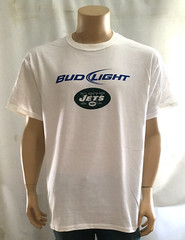 NFL New York Jets T Shirt X-Large Bud Light Beer Football White Cotton EUC