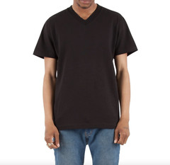 Shaka Wear V-neck Solid Short sleeve Cotton T-shirt Heavy knit White Black S-5X