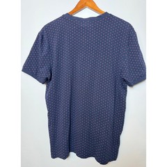 Kenneth Cole New York Mens Henley Shirt Navy Blue Red Micro Print Stretch Size M