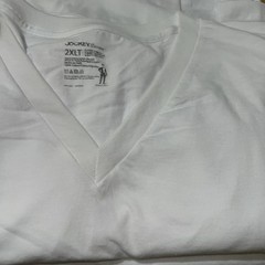Jockey Or Hanes V-Neck T Shirt 2XLT Pack Of 3 100% Cotton New White Comfort /🎁