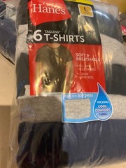 Crewneck T-Shirt Men’s 3 Gray 2 Black 1 Navy Cool Comfort lay flat collar Hanes