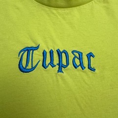 Cotton On Graphic Tee Men M/L Lime Green Tupac Shakur Embroidered Hip Hop Cotton