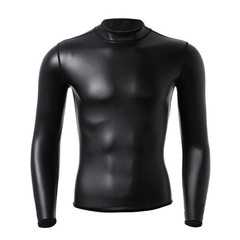 New Men’s Sexy Club Nightclub Leather Slim Long Sleeve Casual T-Shirt Tops