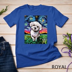 Maltipoo Starry Night White Maltese Poodle Dog Art by Aja T-Shirt Unisex T-shirt