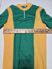 Vintage 80s L Green Yellow CYCLING RACING JERSEY SHIRT Made In Italy Acrylic