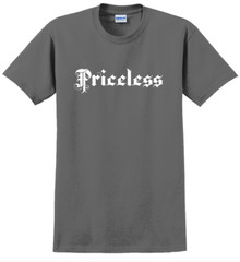Priceless T-Shirt Short Sleeve Graphic Tee Unisex apparel Text logo design