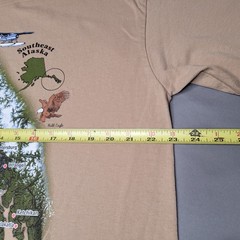 Southeast Alaska Shirt Mens XL Tan Graphic Map Fish Cities Bald Eagle Tee Cotton