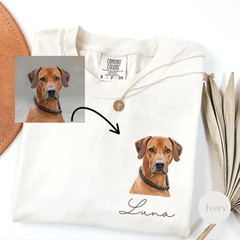Custom Watercolor Pet Face Comfort Tee Personalized Dog Cat Portrait