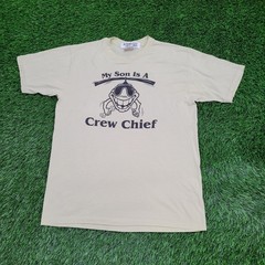 Vintage 90s HANES Funny Crew Chief Mom Shirt M/L 20×26 Beige USA