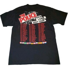 Size LARGE The Police World Tour Black T-Shirt Custom Lace Up 2007-2008 Tee EUC