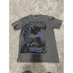 Ezekiel Mens Slim Cut Graphic T-Shirt Charcoal Gray Abstract Collage Size M