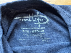Reel Life USA Flag T-Shirt Blue USA Men’s Medium M Fishing Hook EUC