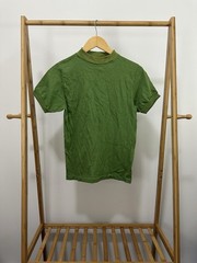 VTG 60s Donmoor Ribbed Mock Collar Green Short Sleeve T-Shirt Size 18 16.5×24