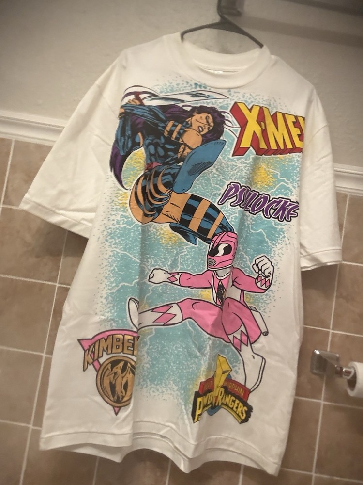 Vintage Inspired Power Rangers Vs X-men Shirt Men Size 2XL