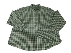 Saddlebred Mens Casual Shirt Size XXL Green Plaid Button Down Easy Care