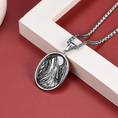 Nordic Viking Jewelry Men, Stainless Steel Vikings Stuff Wolf Compass Pendant…